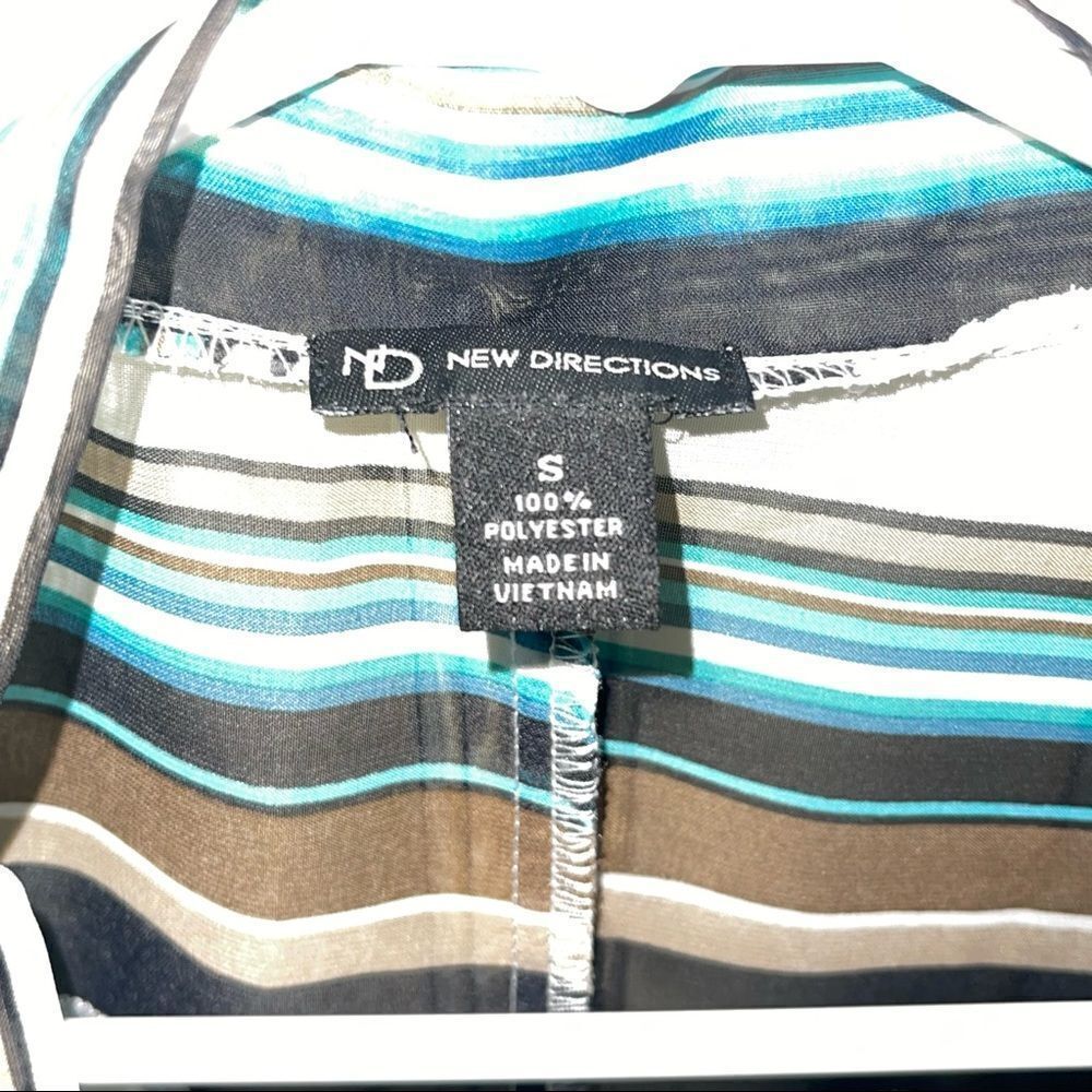 New Directions Sheer Teal, Black, Tan & Cream Floral Open Shawl - Size Small - Picture 4 of 5